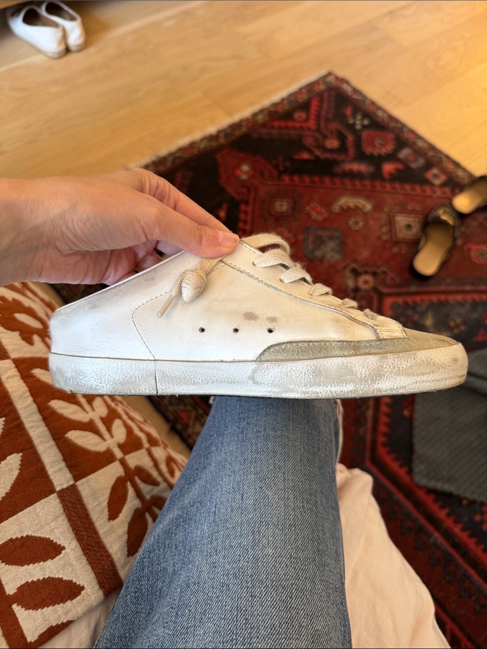 Golden Goose White Leather Super Star Sabot with Platinum Star - Picture 4 of 13